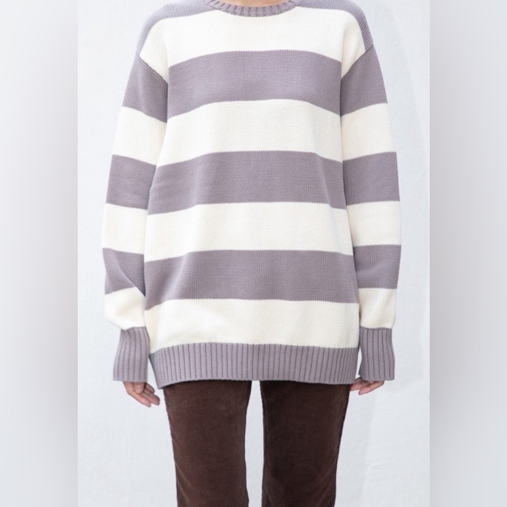 John Galt Striped Brianna Sweater Cream/Lavender